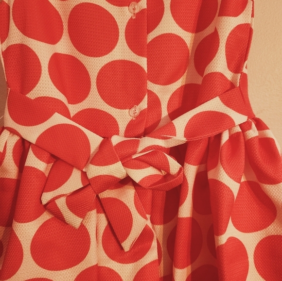 The Communion Collection Girl's Cream&Coral Dot Scalloped hem Dress; Size 6, NWT - Picture 6 of 10